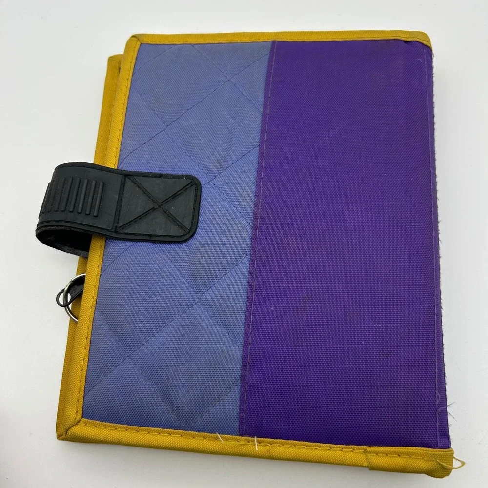 Vintage 1992 Mead Nike 6 Ring Binder Organizer Purple Blue Yellow Canvas Planner